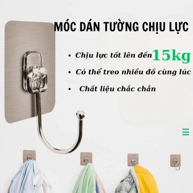 Móc Bạc Dán Tường Chịu Lực 5kg - Siêu Dính Đa Năng, Giá chỉ 5.000₫
