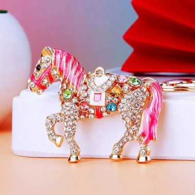 Móc chìa khóa ngựa NLINNI đa màu, dây chuyền lấp lánh kim loại - chỉ 97.900đ 9