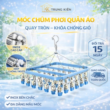 Móc Chùm Inox 304 Phơi Đồ Bé 42 Kẹp Chống Trơn Siêu Chắc Chắn Giá Ưu Đãi 125.999₫