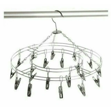 Móc chùm inox không rỉ 20 kẹp chống gió, phơi đồ trẻ em, vớ, tất, đồ lò