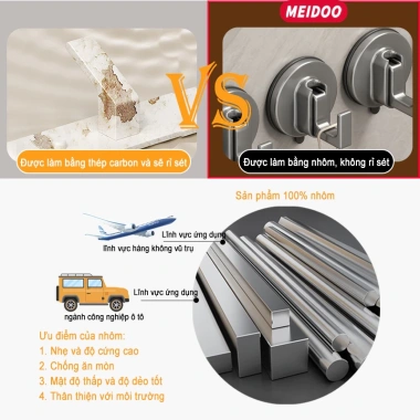 Móc cốc hút MEIDOO treo tường phòng tắm không khoan lỗ, hấp phụ chân không mạnh, giá 89.000₫ 4