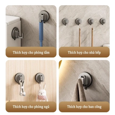 Móc cốc hút MEIDOO treo tường phòng tắm không khoan lỗ, hấp phụ chân không mạnh, giá 89.000₫ 5