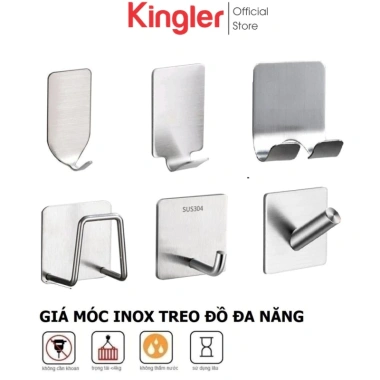 Móc Dán Tường Inox Kingler 2.000 - Siêu Dính, Đa Năng, Chắc Chắn cho Nhà Tắm & Bếp, Giá 19.000 VND