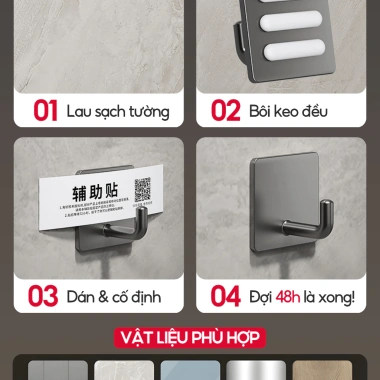 Móc Dán Tường Siêu Dính LAVAR - Treo Đồ Nặng Chống Nước, Không Gỉ, Kèm Keo Dán, 13.000₫