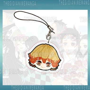 Móc dây treo điện thoại KIMETSU NO YAIBA mặt cười Thanh Gươm Diệt Quỷ chibi mica acrylic - giá 14.500 VND