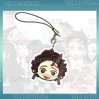 Móc dây treo điện thoại KIMETSU NO YAIBA mặt cười Thanh Gươm Diệt Quỷ chibi mica acrylic - giá 14.500 VND