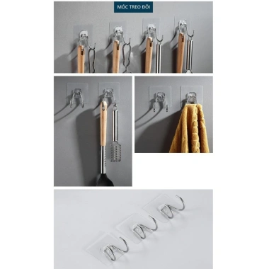 Móc Đôi Treo Siêu Dính INOX 304 Cường Lực Đa Năng cho Nhà Tắm & Nhà Bếp Giá 5.999₫