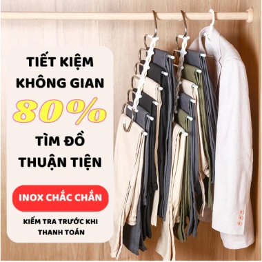 Móc Gấp Gọn 9 Tầng Inox Chắc Chắn - Treo Quần Áo Thông Minh Đa Năng, Giá Sỉ 88, Giá 48.959 VND