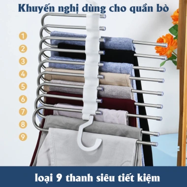 Móc Gấp Gọn 9 Tầng Inox Chắc Chắn - Treo Quần Áo Tiết Kiệm Diện Tích, 48.959đ