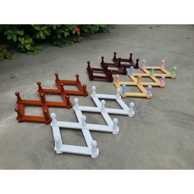 Móc gỗ 10 núm gỗ cao su tự nhiên - Tặng đinh treo, bảo hành 2 năm, chỉ 35.000₫ 2