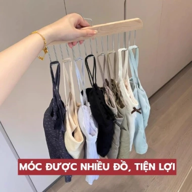 Móc Gỗ Đa Năng Treo Đồ Lót, Tất, Cà Vạt, Áo 2 Dây – Inox Chống Gỉ, Sang Trọng, 15.000đ 4