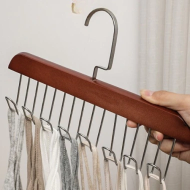 Móc Gỗ Đa Năng Treo Đồ Lót, Tất, Cà Vạt, Áo 2 Dây – Inox Chống Gỉ, Sang Trọng, 15.000đ 6