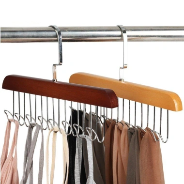 Móc Gỗ Treo Đồ Lót Quần Áo 2 Dây Sang Trọng, Inox Không Gỉ, Thông Minh Giá Rẻ