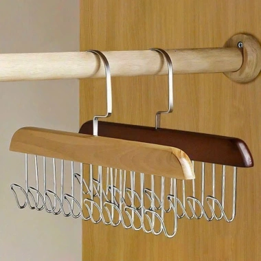 Móc Gỗ Treo Đồ Lót Quần Áo 2 Dây Sang Trọng, Inox Không Gỉ, Thông Minh Giá Rẻ