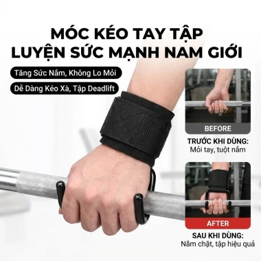 Móc Hỗ Trợ Kéo Xà 200kg - Chống Rơi, Dây Đeo, Tập Thanh Ngang, Giá 96.280₫