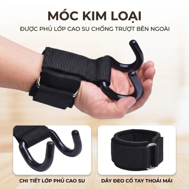 Móc Hỗ Trợ Kéo Xà 200kg - Chống Rơi, Dây Đeo, Tập Thanh Ngang, Giá 96.280₫