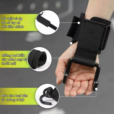 Móc Hỗ Trợ Kéo Xà 200kg - Chống Rơi, Dây Đeo, Tập Thanh Ngang, Giá 96.280₫