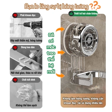 Móc hút đa năng không cần khoan, dễ lắp đặt, tái sử dụng, chỉ 24.900đ