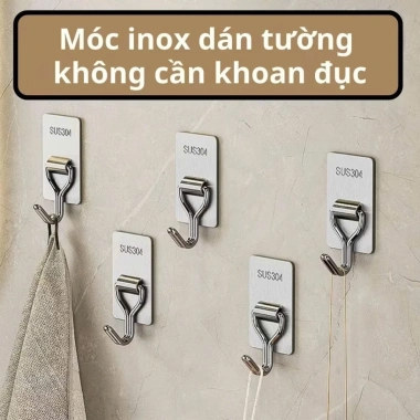 Móc Inox Taky 2.004 - Treo quần áo xoay 180°, gắn tường siêu dính, đa năng, giá rẻ 19.800₫