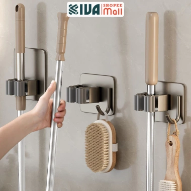 Móc Kẹp Cây Lau Nhà KIVA Nhôm Hàng Không - Lắp Đặt Không Khoan, Giá Ưu Đãi 62.000₫