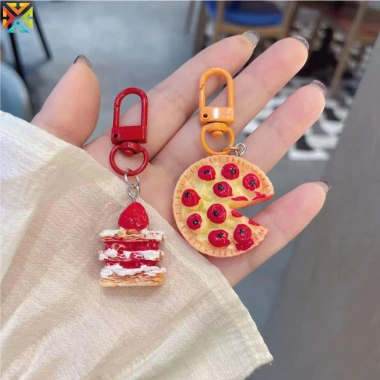 Móc Khóa 3D Mini Dễ Thương Dâu Bánh Pizza – Chìa Khóa Xe, Túi Xách, Trang Trí 29,481đ