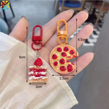 Móc Khóa 3D Mini Dễ Thương Dâu Bánh Pizza – Chìa Khóa Xe, Túi Xách, Trang Trí 29,481đ