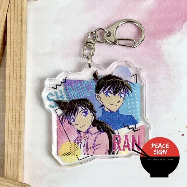 Móc khóa anime Detective Conan thám tử lùng danh - Haibara & Shinichi Ran chibi mica acrylic, giá ưu đãi 17.500 VND 3