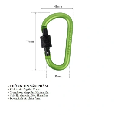 Móc khóa Carabiner D hợp kim nhôm đa năng - Màu tùy chọn, du lịch an toàn, giá 11.000₫ 3