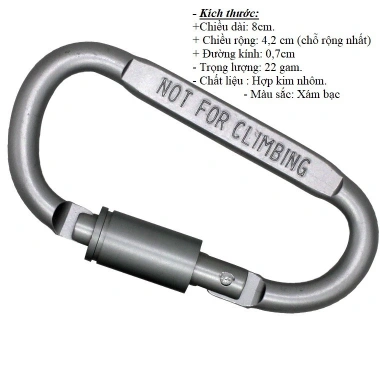 Móc khóa Carabiner D hợp kim nhôm đa năng - Màu tùy chọn, du lịch an toàn, giá 11.000₫ 9