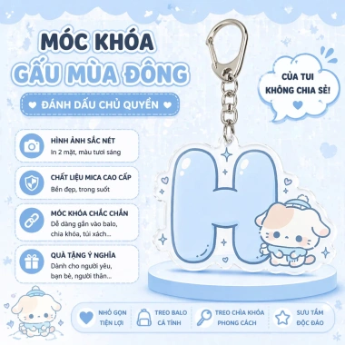 Móc khoá chữ cái gấu mùa đông dễ thương - Giá 11.500₫, giảm từ 14.835₫
