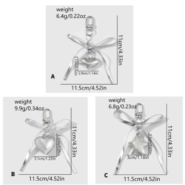 Móc khóa da bạc thời trang nơ trái tim Bowknot Charm Pendan giá ưu đãi 36.058 VND 2