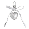 Móc khóa da bạc thời trang nơ trái tim Bowknot Charm Pendan giá ưu đãi 36.058 VND 3