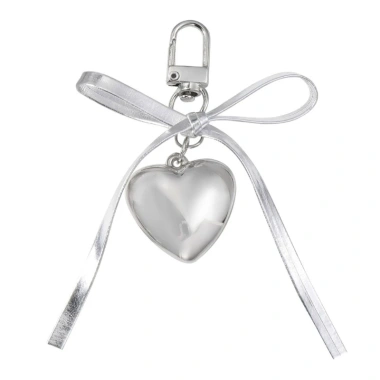 Móc khóa da bạc thời trang nơ trái tim Bowknot Charm Pendan giá ưu đãi 36.058 VND 3