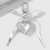 Móc khóa da bạc thời trang nơ trái tim Bowknot Charm Pendan giá ưu đãi 36.058 VND 4