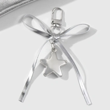 Móc khóa da bạc thời trang nơ trái tim Bowknot Charm Pendan giá ưu đãi 36.058 VND 7