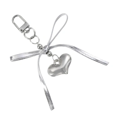 Móc khóa da bạc thời trang nơ trái tim Bowknot Charm Pendan giá ưu đãi 36.058 VND 8
