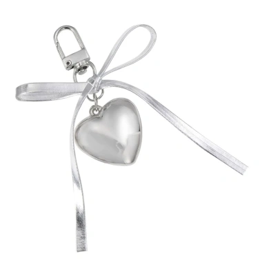 Móc khóa da bạc thời trang nơ trái tim Bowknot Charm Pendan giá ưu đãi 36.058 VND 9