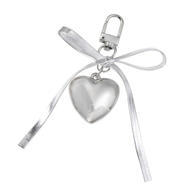 Móc khóa da bạc thời trang nơ trái tim Bowknot Charm Pendan giá ưu đãi 36.058 VND 10