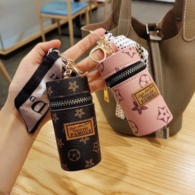 Móc khóa da thiết kế hộp đựng đồ + túi son môi mini - Phụ kiện thời trang chỉ 38.000₫
