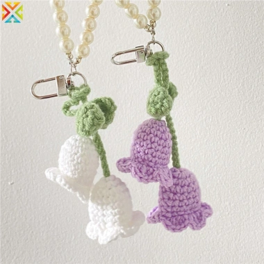 Móc khóa dệt kim Lily Thung lũng thủ công - Dây xích cho điện thoại, túi mặt, quà cưới 2