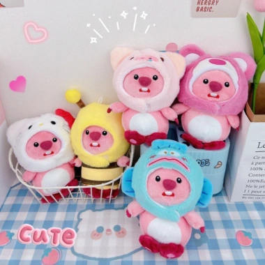 Móc khoá gấu bông hải ly Loopy, Mũ Gấu Dâu Lotso, thỏ, chó xinh xắn - giá ưu đãi 35k 2