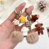 Móc khóa gấu nâu lông tơ fuzzy pom-pom - Đáng yêu, sang trọng, ô tô, giảm giá 53.810 VND