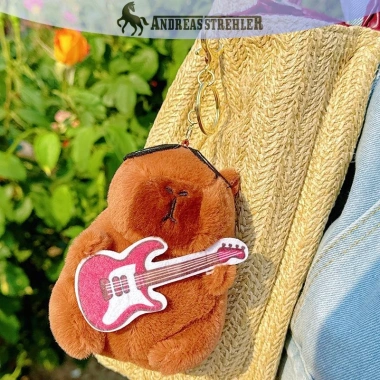 Móc Khóa Guitar Capybara Dễ Thương - Trang Trí Ba Lô, Búp Bê - Quà Tặng VN