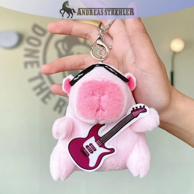 Móc Khóa Guitar Capybara Dễ Thương - Trang Trí Ba Lô, Búp Bê - Quà Tặng VN