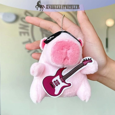 Móc Khóa Guitar Capybara Dễ Thương - Trang Trí Ba Lô, Búp Bê - Quà Tặng VN