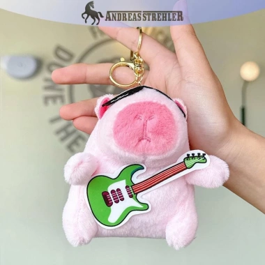 Móc Khóa Guitar Capybara Dễ Thương - Trang Trí Ba Lô, Búp Bê - Quà Tặng VN