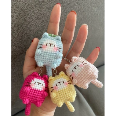 Móc khoá handmade cute mèo len Đồ chơi trang trí, quà tặng ý nghĩa, 40.000₫
