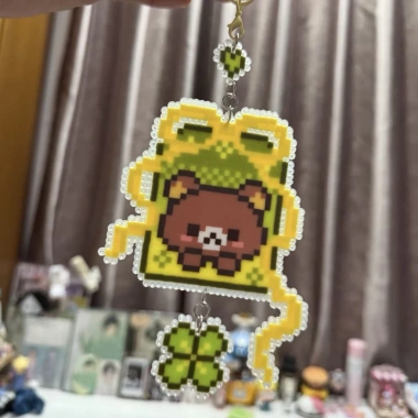 Móc khoá hạt Perler Kitty và Stitch lá bưởi - Chỉ 55.000đ, giảm 15.000đ