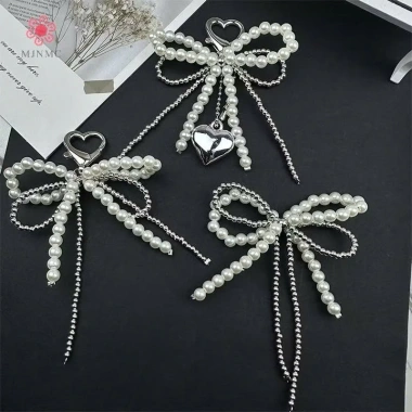 Móc khóa hình nơ ngọc trai handmade, gắn túi xách thời trang, giá chỉ 45.000 VNĐ 3