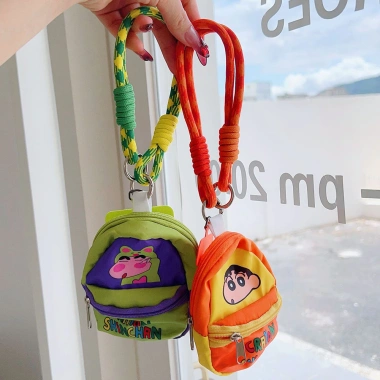 Móc khóa hoạt hình màu sắc - Ví tiền xu, dây buộc chống mất, giao nhanh 6